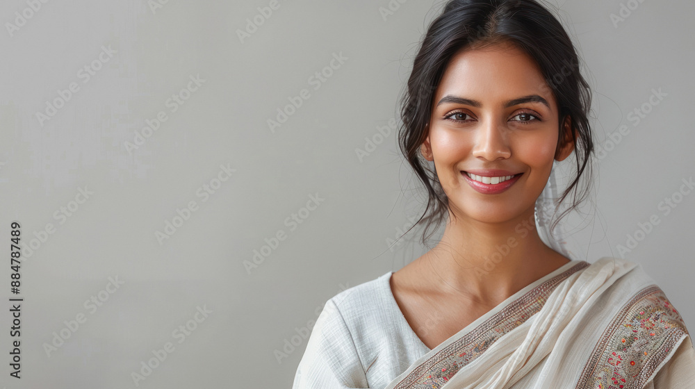 Happy indian woman looking tablets in the spa Happy indian woman looking tablets in the spa