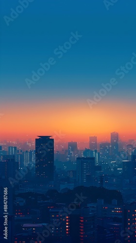 Wallpaper Mural Minimalist Digital Cityscape at Sunrise with Geometric Shapes and Vibrant Color Palette Torontodigital.ca