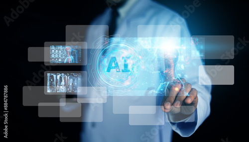 Obraz na płótnie AI technology, doctors can now diagnose diseases more accurately and provide personalized treatment plans for their. doctor use AI artificial intelligence. w salonie
