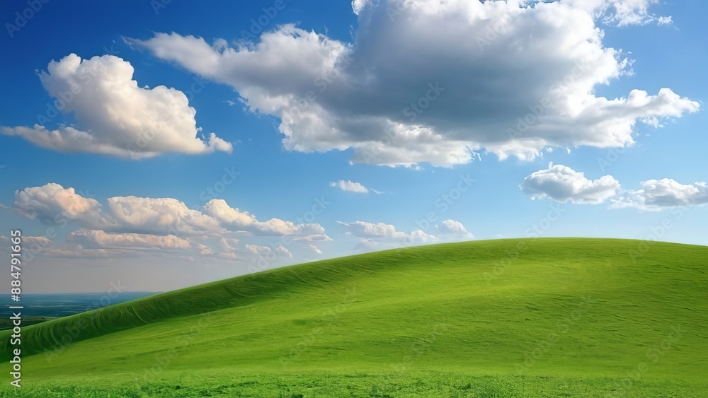 green field and blue sky with clouds green field and blue sky with clouds