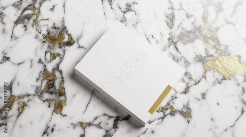 Luxury Business Card Mockup with Elegant Gold Accents on Marble Background – Premium Design for High-End Professional Branding photo