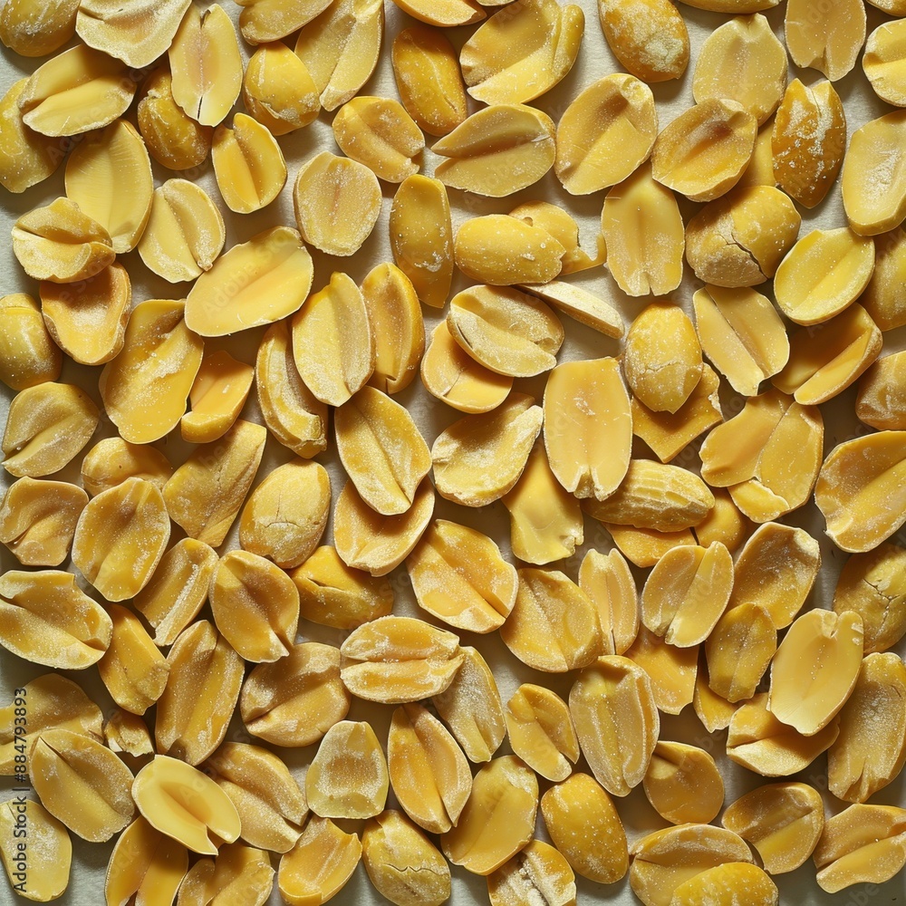 Golden Close-Up of Raw Halved Peanuts in Natural Light, Offering a Rich Texture Perspective Golden Close-Up of Raw Halved Peanuts in Natural Light, Offering a Rich Texture Perspective