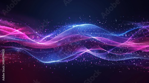 Abstract Glowing Waves with Sparkling Lights © Iswanto