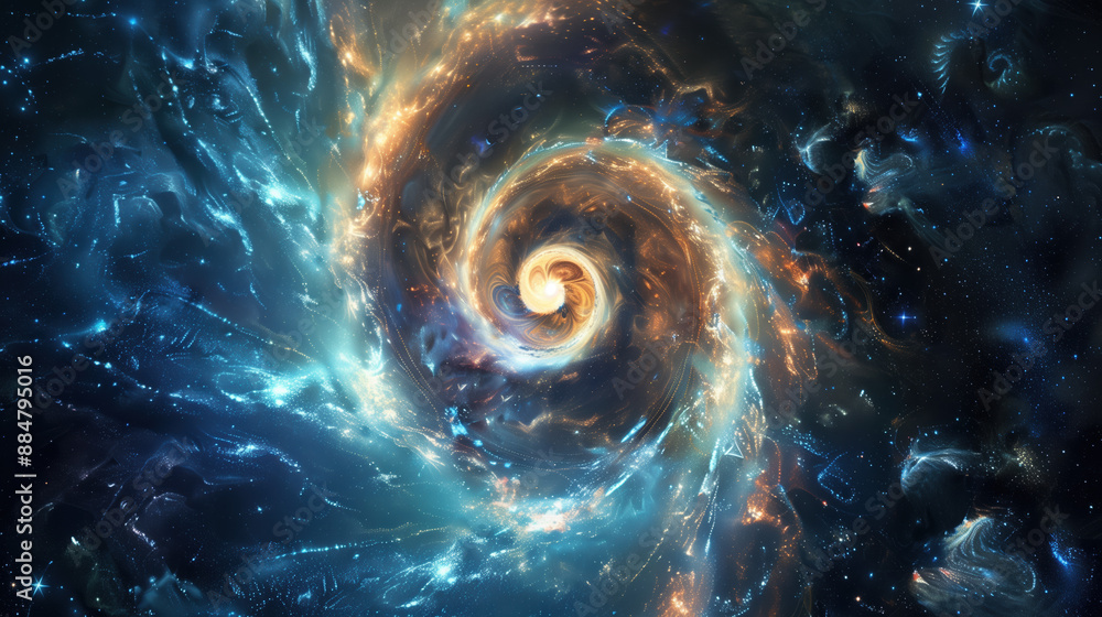 Fototapeta premium Cosmic Guanine Galaxy Formation: Swirling Patterns in Cosmic Depth