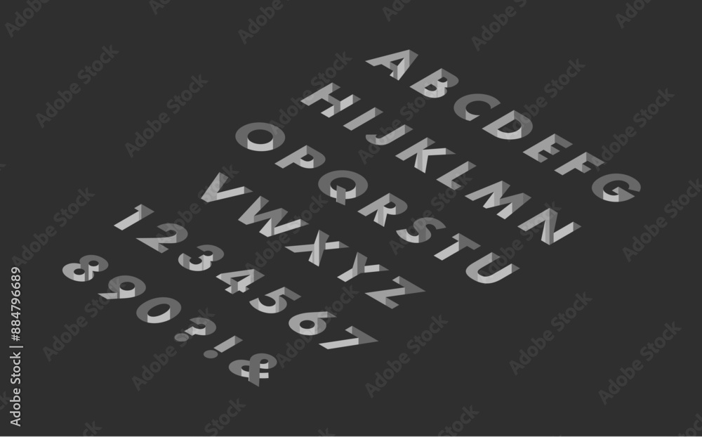 Fototapeta premium アイソメトリックフォント凹み右（黒）