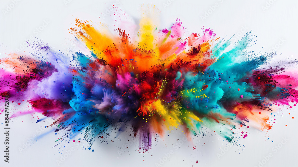 Colorful explosion of powder paint on a white background. Colorful explosion of powder paint on a white background.