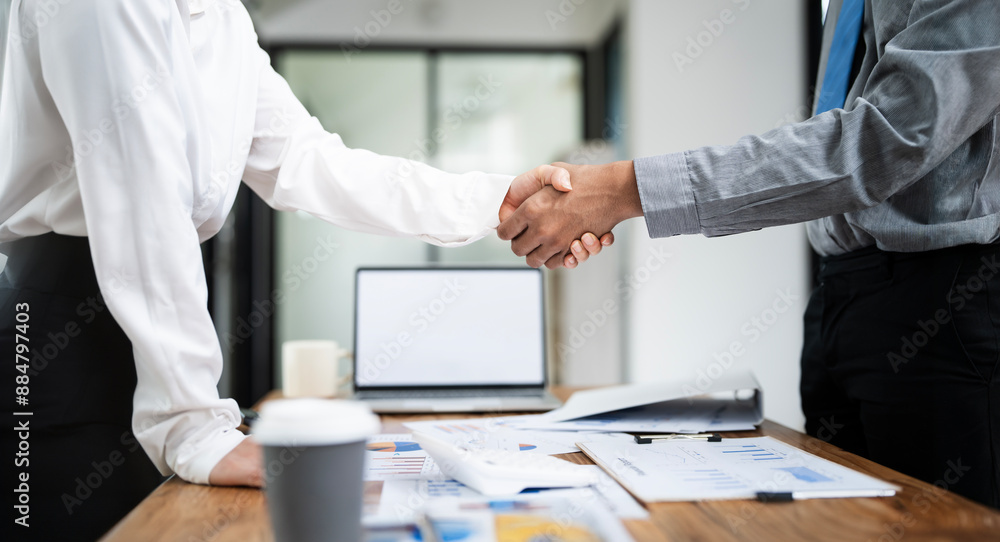 Business people hand shake in office for deal. Partnership, teamwork and shaking hands for agreement in meeting Business people hand shake in office for deal. Partnership, teamwork and shaking hands for agreement in meeting