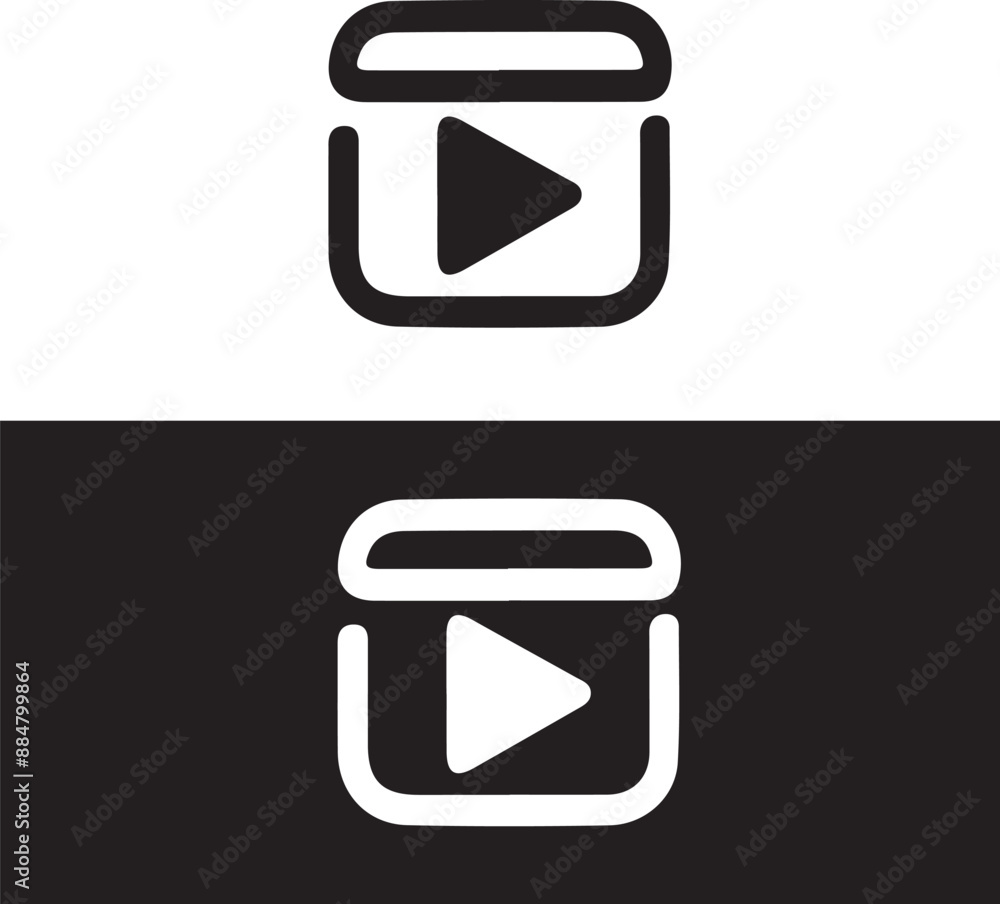 Play video icon in black and white color Play video icon in black and white color