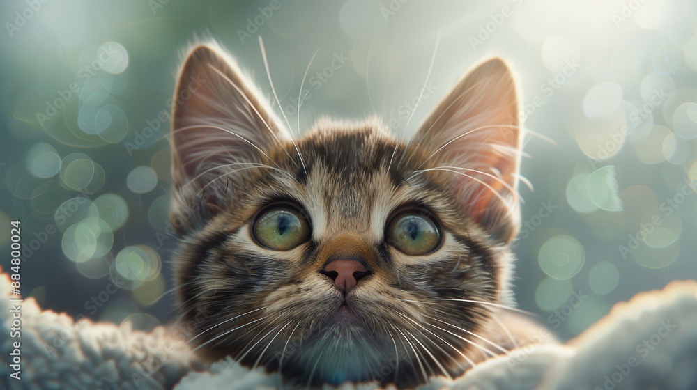 A cat with green eyes is looking at the camera A cat with green eyes is looking at the camera