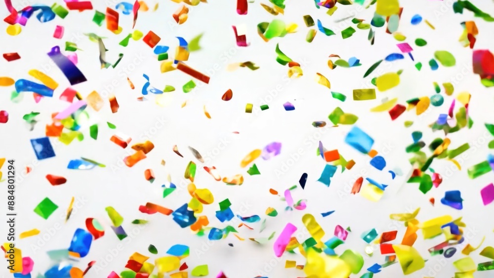 Explosion celebrating paper confetti with elements on pastel colors and white background. Explosion celebrating paper confetti with elements on pastel colors and white background.