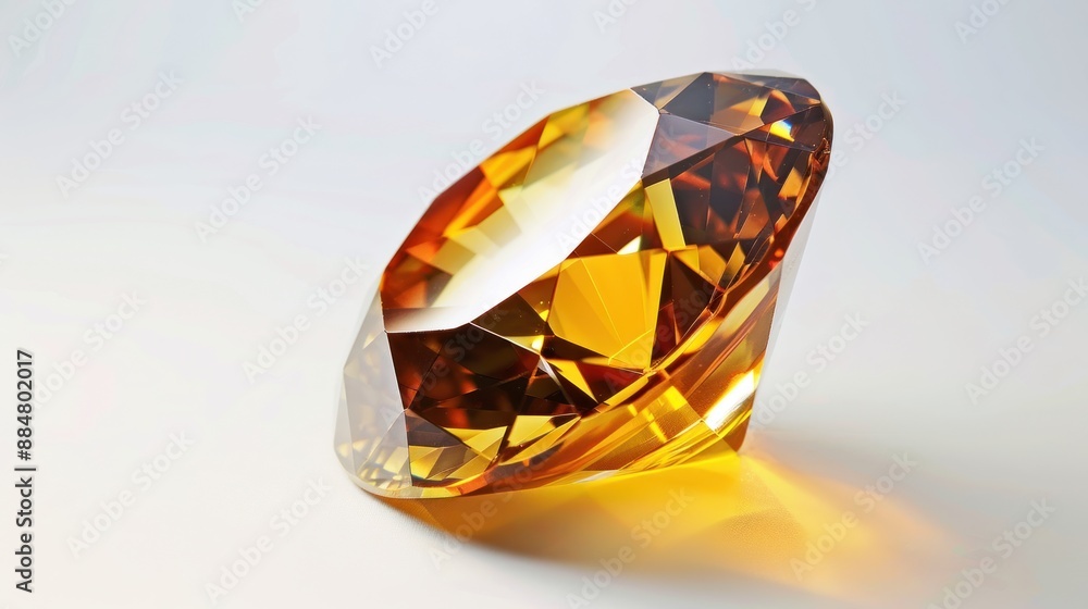 Amber colored sparkling diamond - yellow sapphire isolated on white background Amber colored sparkling diamond - yellow sapphire isolated on white background