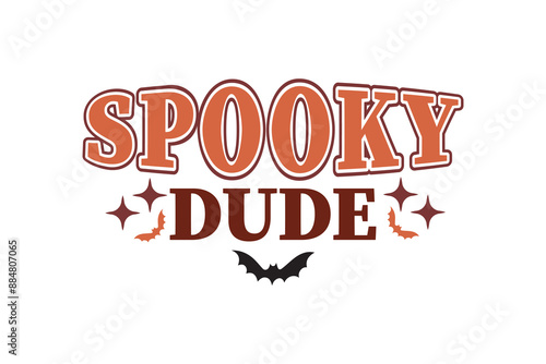Retro Fall Halloween Varsity Spooky Dude T shirt Design