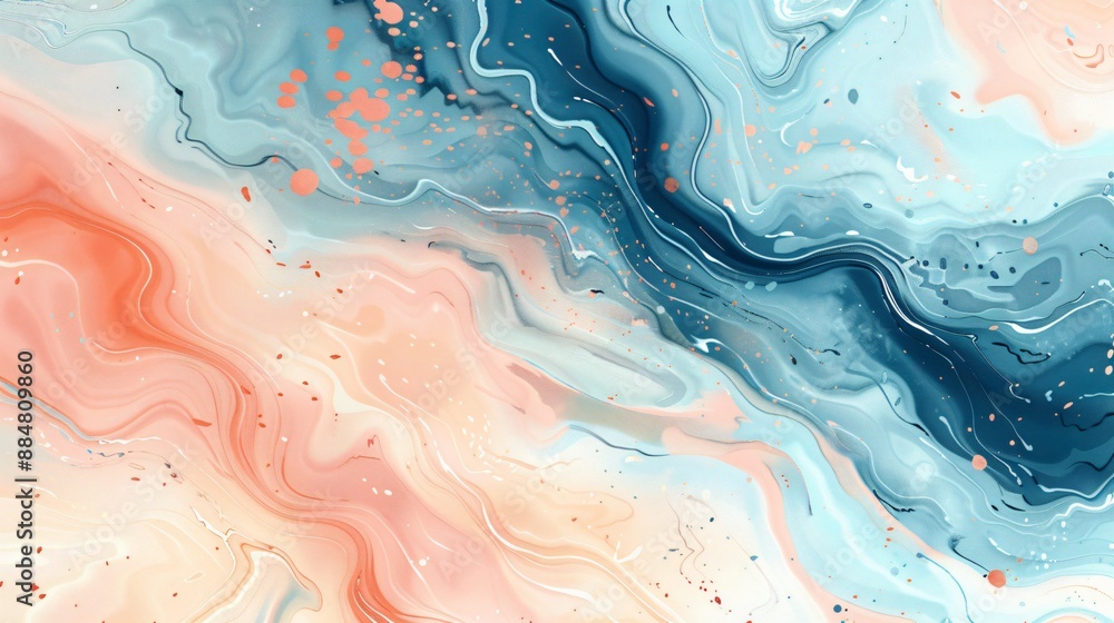 Abstract Blue and Peach Swirls with Gold Abstract Blue and Peach Swirls with Gold