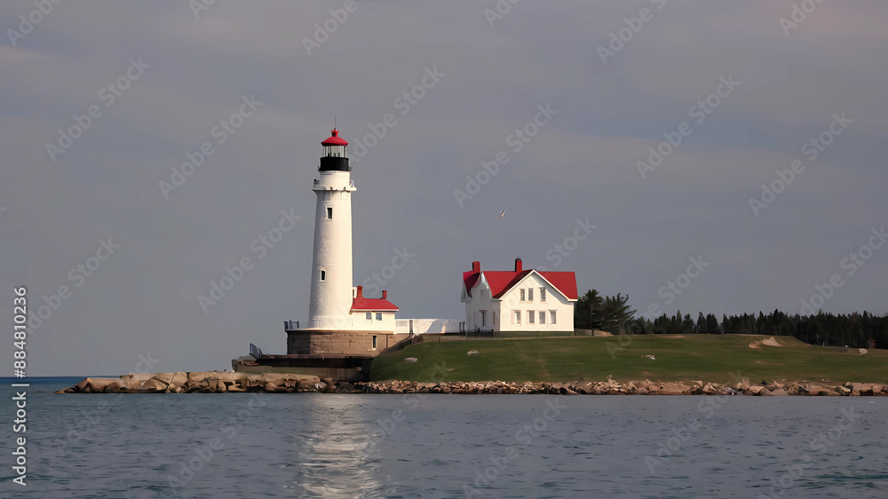 a famous lighthouse in the Great Lakes a famous lighthouse in the Great Lakes