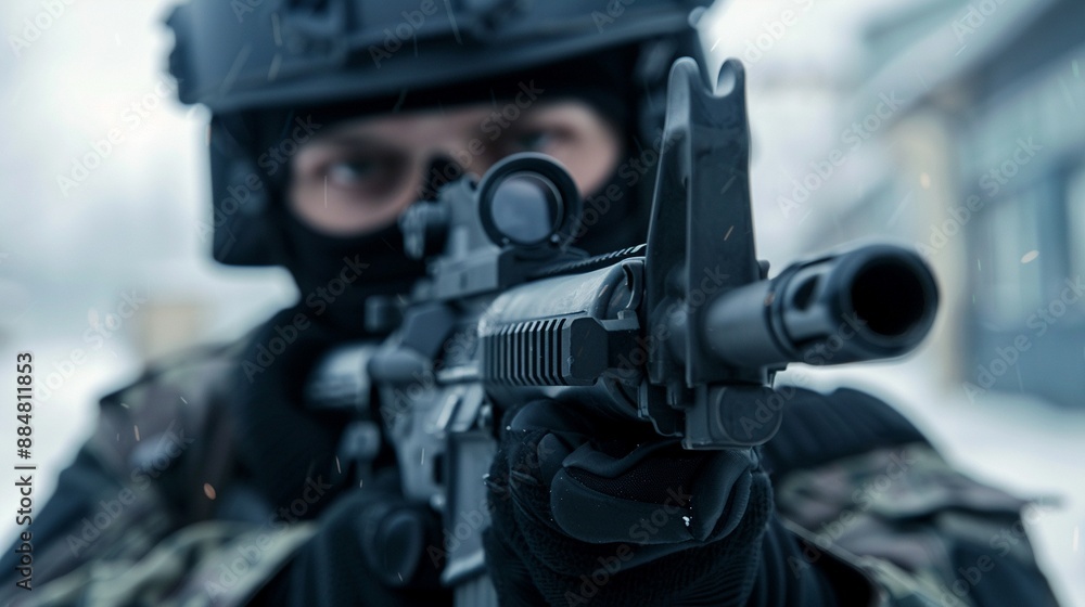 Special forces in a heated gunfight, using advanced firearms in an urban setting, realistic photo, high detail, dynamic action, gritty atmosphere Special forces in a heated gunfight, using advanced firearms in an urban setting, realistic photo, high detail, dynamic action, gritty atmosphere