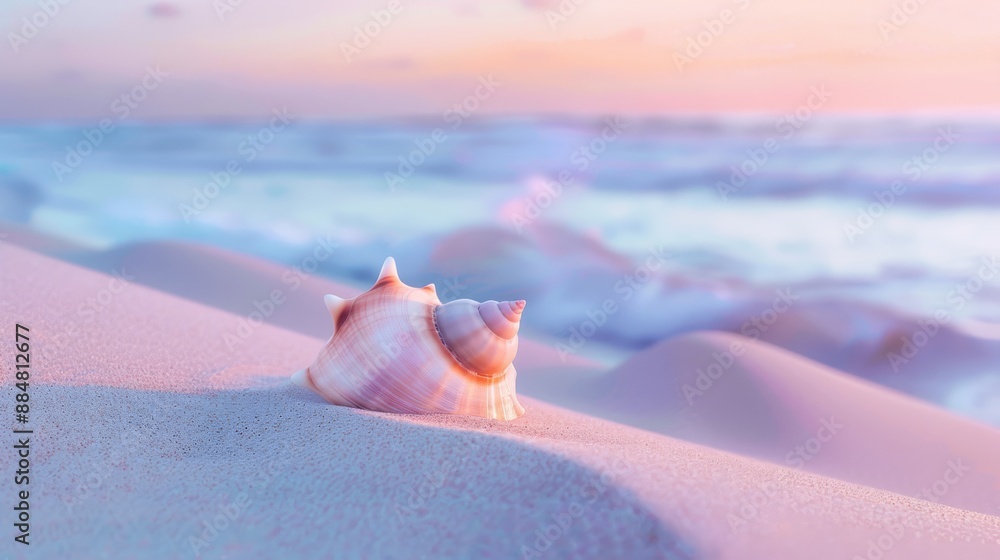 custom made wallpaper toronto digitalMinimalist Shell on Pastel Beach on a Blurred Background