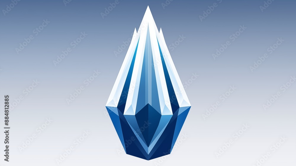 A Detailed Illustration of a Pointed Blue Geometric Crystal A Detailed Illustration of a Pointed Blue Geometric Crystal