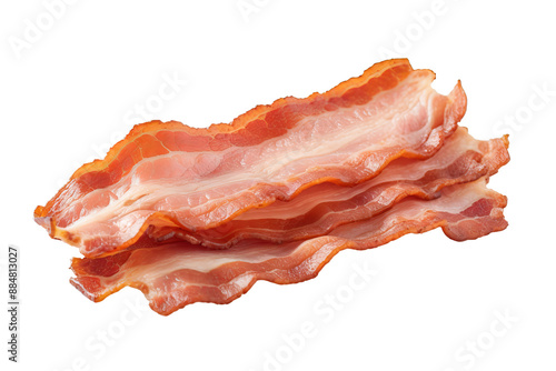 Crispy bacon strips PNG with transparent background for culinary design projects, food blog illustrations, recipe book graphics, and gourmet marketing materials photo