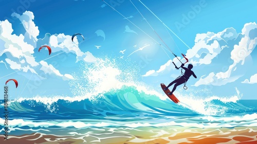 Wallpaper Mural Kitesurfer on a Wave Torontodigital.ca