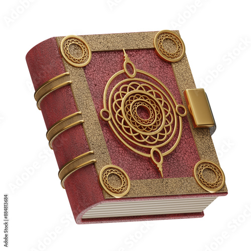 Canvastavla 3D Red Ornate Book with Decorative Emblem