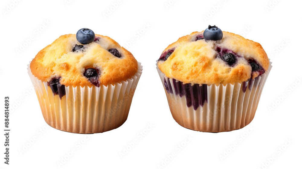 Assorted blueberry muffins on transparent background, various angles and designs, PNG mockup template for artwork Assorted blueberry muffins on transparent background, various angles and designs, PNG mockup template for artwork