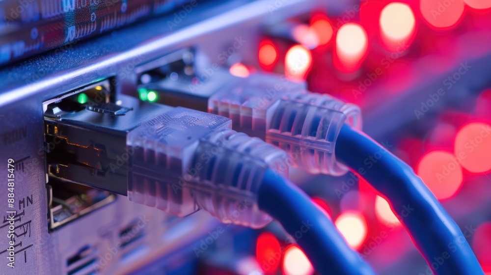 Close-up of an internet cable connected to a network port, symbolizing connectivity. Close-up of an internet cable connected to a network port, symbolizing connectivity.