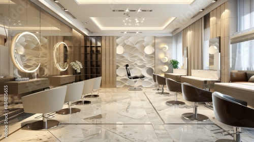 Modern salon interior with chic furniture and stylish decor