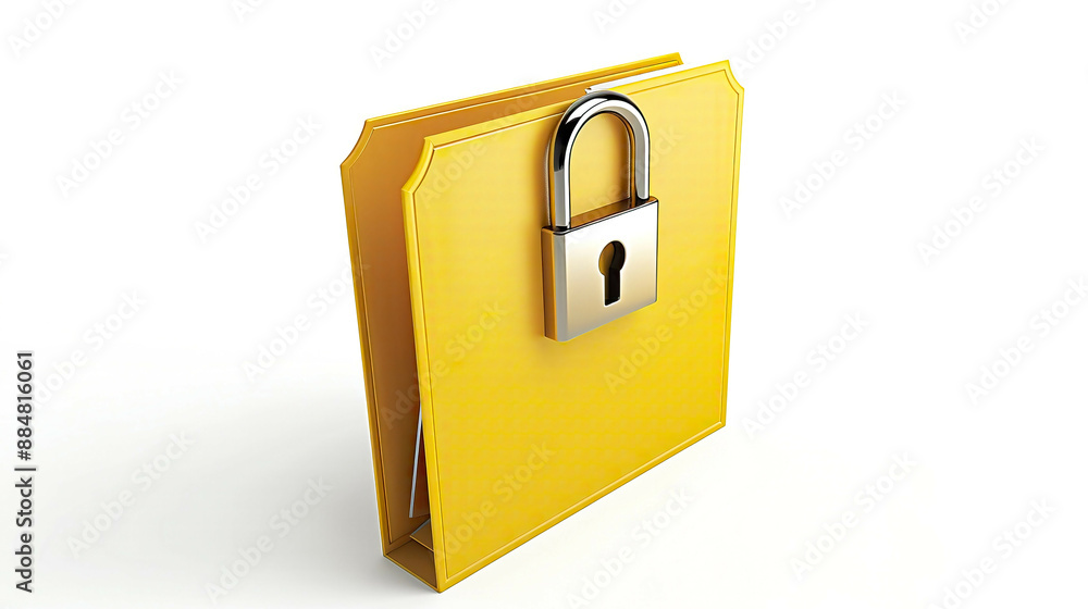 3D isolated illustration of a yellow folder and lock symbolizing data security concept emphasizing the protection of confidential information white background with shadows 3D isolated illustration of a yellow folder and lock symbolizing data security concept emphasizing the protection of confidential information white background with shadows