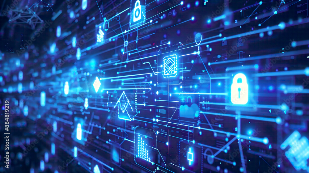 Concept of digital infrastructure showcasing interconnected network nodes and technological elements representing the backbone of digital systems Concept of digital infrastructure showcasing interconnected network nodes and technological elements representing the backbone of digital systems