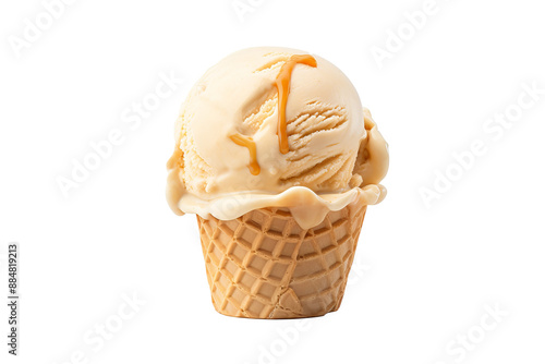 Delicious butterscotch ice cream scoop PNG with transparent background for dessert designs and food illustrations photo