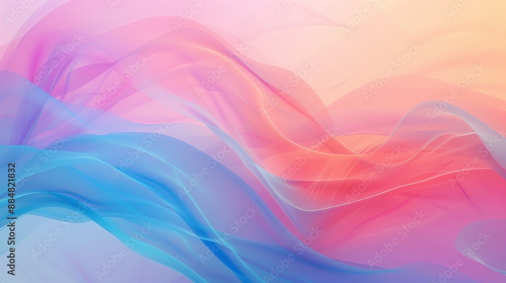 Dreamy pastel waves of translucent fabric in blue and pink hues. Beautiful abstract screensaver image with gradient soft tone colors. AI generated images. Dreamy pastel waves of translucent fabric in blue and pink hues. Beautiful abstract screensaver image with gradient soft tone colors. AI generated images.