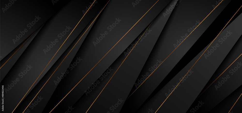 Obraz premium Corporate abstract background with black stripes and golden lines. Vector luxury geometric design
