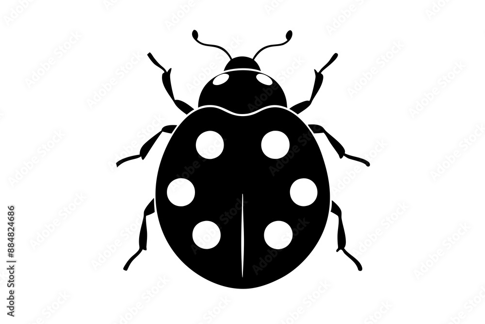 Create a minimalist ladybug vector illustration in black silhouette on a white background perfect for modern designs Create a minimalist ladybug vector illustration in black silhouette on a white background perfect for modern designs