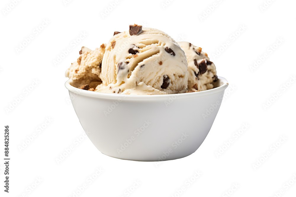Chocolate chip cookie dough ice cream PNG with transparent background for dessert designs and digital projects Chocolate chip cookie dough ice cream PNG with transparent background for dessert designs and digital projects