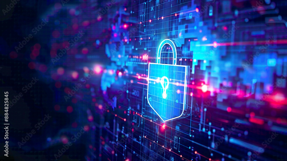 Illustration featuring a firewall and internet security concept representing secured access to user personal data information highlighting cybersecurity measures Illustration featuring a firewall and internet security concept representing secured access to user personal data information highlighting cybersecurity measures