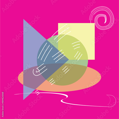 Background illustration of Simple composition from Bassic Shape with soft pastel colour photo