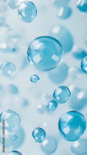 Wallpaper Mural Many water bubbles in blue water close up, abstract water wave with bubbles in slow motion. beautiful wallpaper Torontodigital.ca