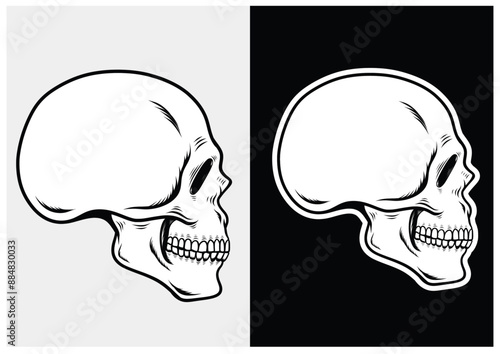 skull head in hand drawing style