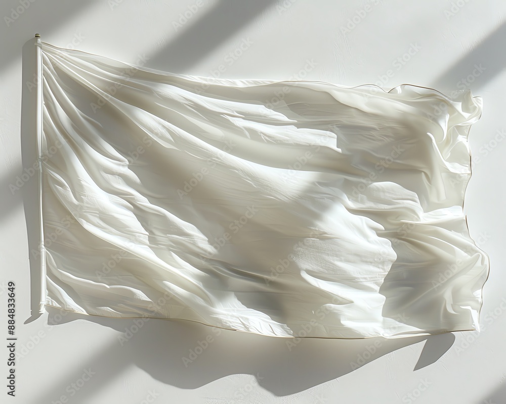 White flag waving in the wind against a stone wall. White flag waving in the wind against a stone wall.