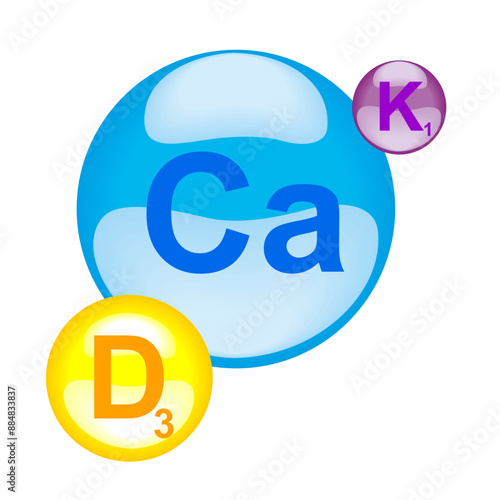 Electron for Vitamin D3 and Minerals Calcium. Therapy helps maintain strong bone. Medical scientific and healthcare concept. Vitamin D3. Yellow capsule. Yellow bubbles.  Health care concept. Medical 