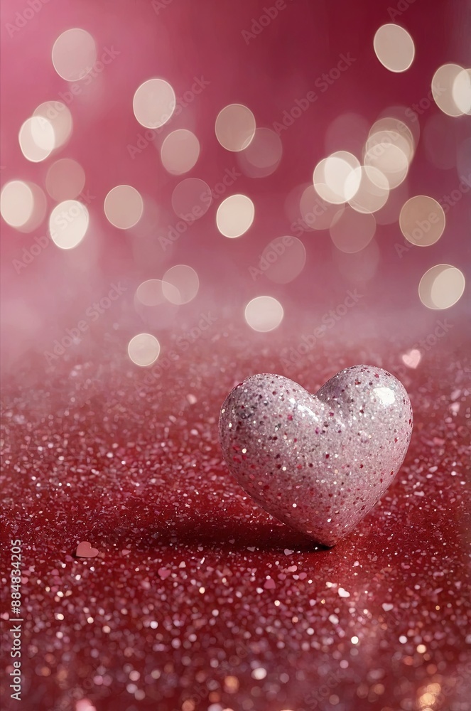 Fototapeta premium pink white and red background with bokeh lights and heart shape glitter on valentines with copy space Abstract background holiday.
