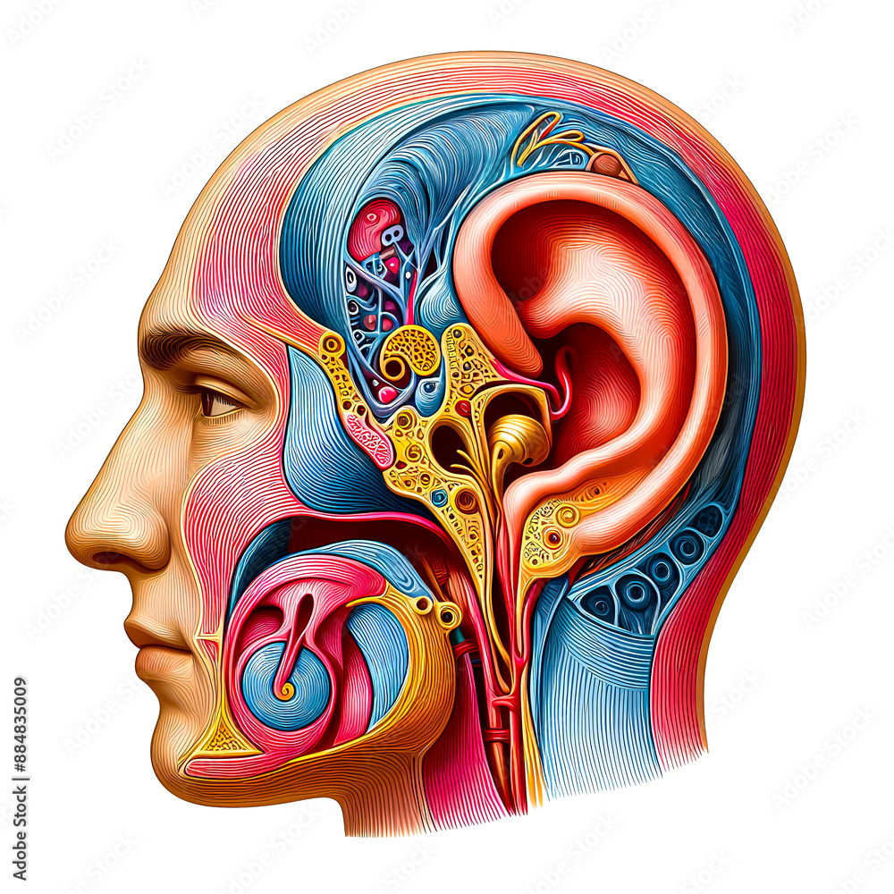 Anatomy vector illustration showing cross-section of human ear ...
