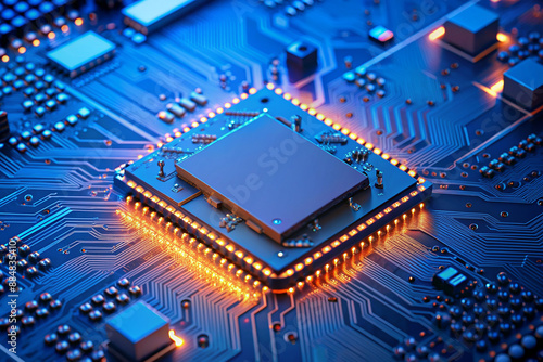 Wallpaper Mural powerful computer processor microchip with the word representing artificial intelligence, AI technology Torontodigital.ca