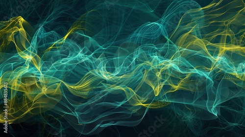 Abstract Waves of Yellow and Turquoise
