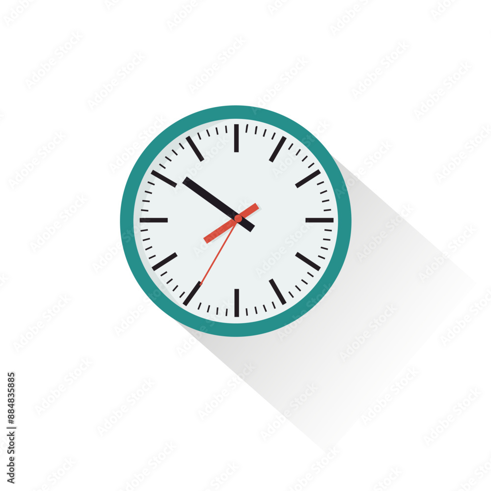 Clock icon. Flat vector related icon with long shadow for web and mobile applications Clock icon. Flat vector related icon with long shadow for web and mobile applications