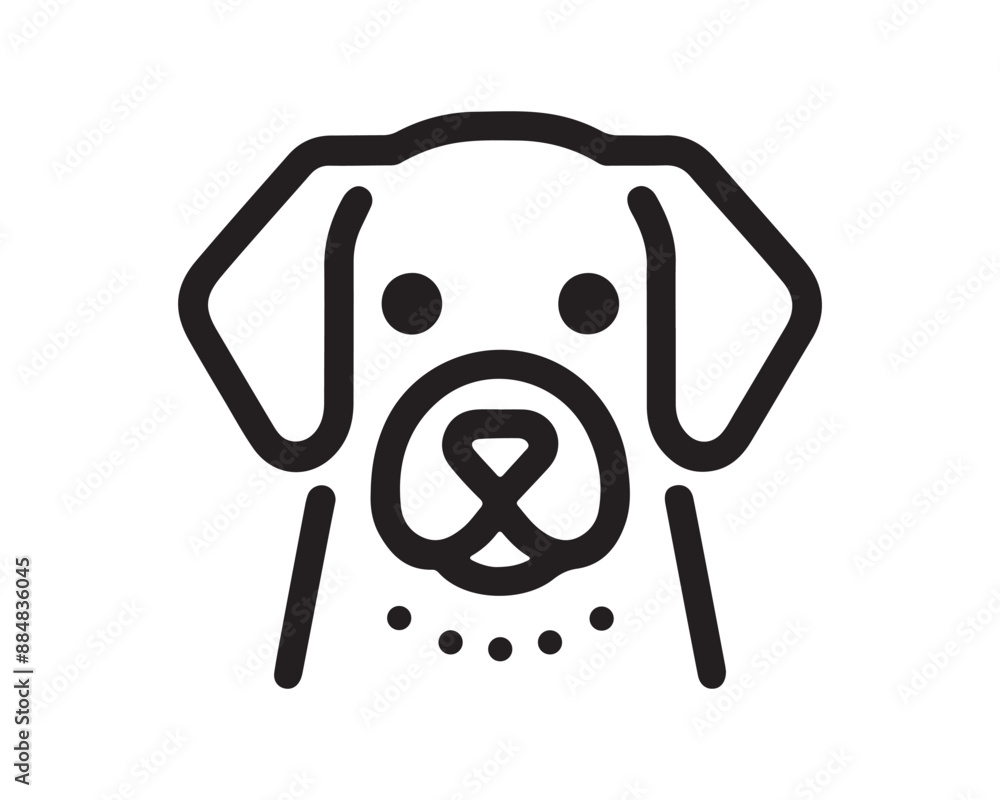 Minimalist Line Art Dog Vector Illustration. Minimal Outline Dog Logo