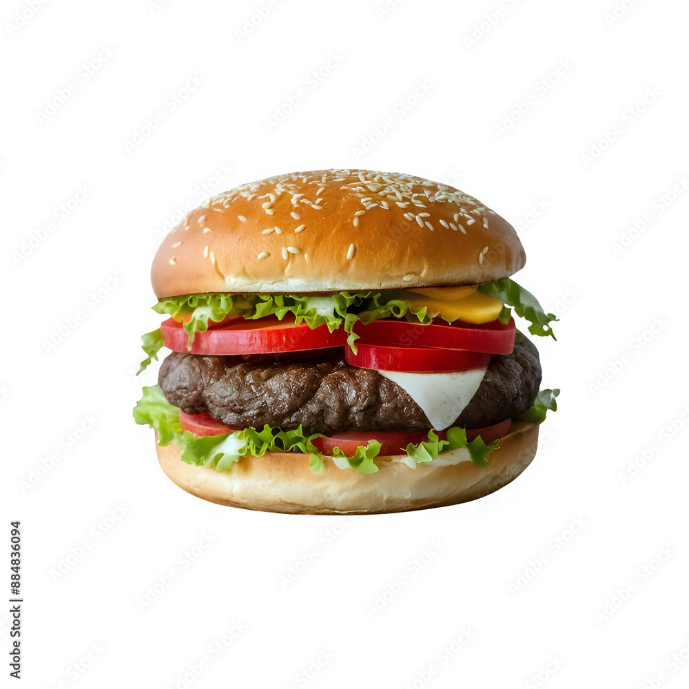 Delicious Beef Burger isolated on transparent background Delicious Beef Burger isolated on transparent background