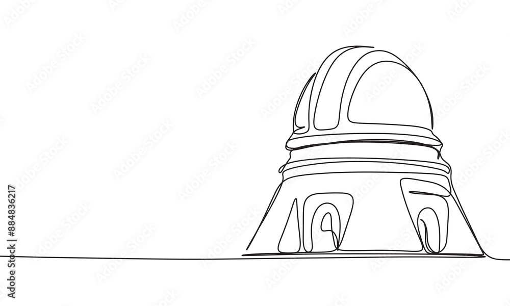 Observatory one line continuous. Line art observatory. Hand drawn vector art. Observatory one line continuous. Line art observatory. Hand drawn vector art.