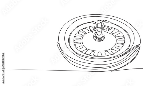 Roulette one line continuous. Line art roulette. Hand drawn vector art.
