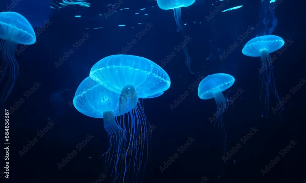 view of jellyfish in the deep sea view of jellyfish in the deep sea